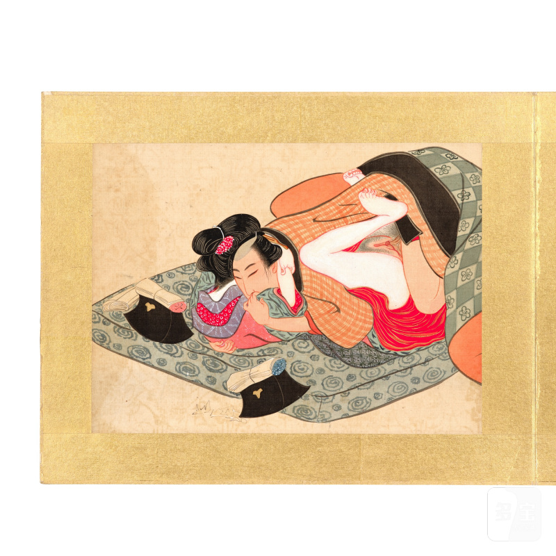 An album of twelve Japanese erotic paintings, Edo period, late 19th century | 江戶時期 十九世紀晚期 風俗畫一冊十二幅 - 图3
